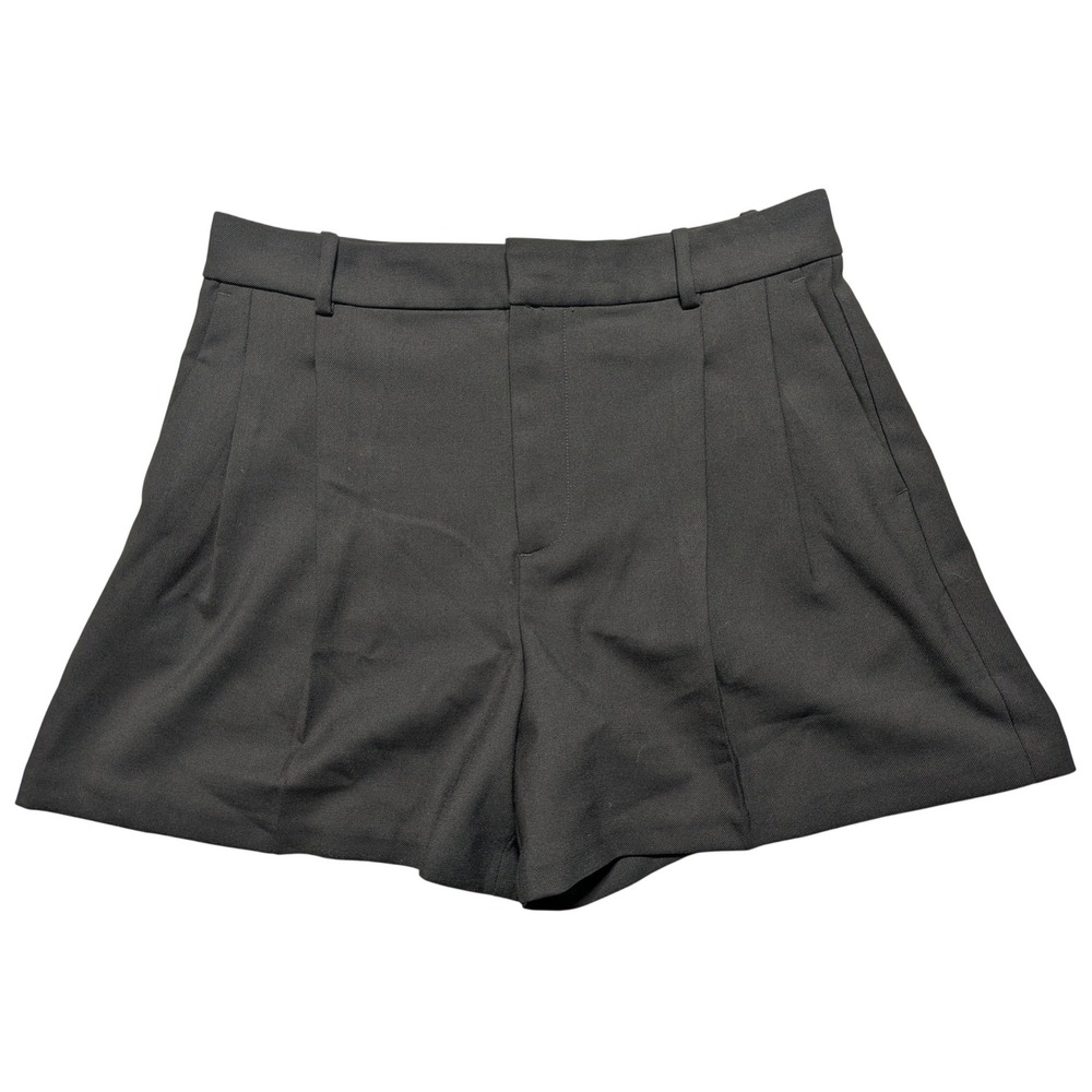 Madewell Pleated High-Rise Wool Blend Shorts‎ Black NT222 Womens Size 2 NEW